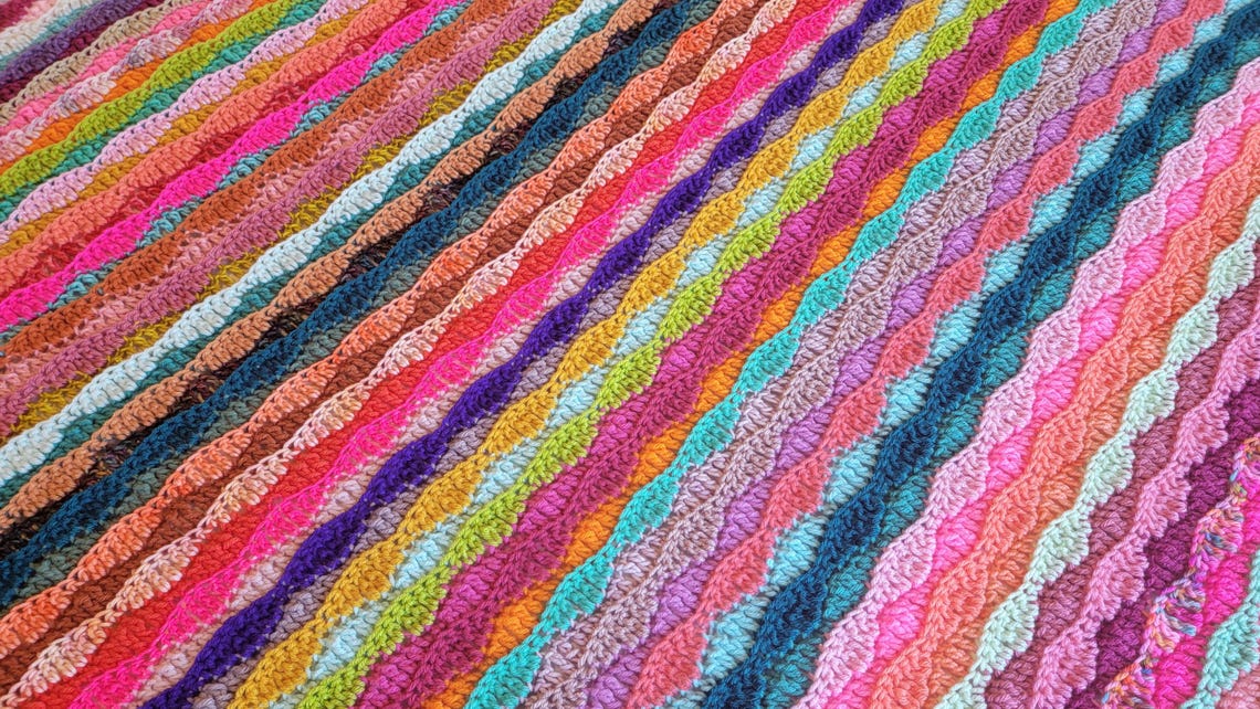 Chill Wave Crochet Blanket Handmade Afghans, Crocheted Afghans, Crocheted Blankets, Crochet Afghans, Crochet Blankets, Throws, Colorful image 1