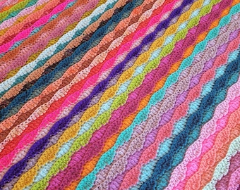 HANDMADE BLANKET - Chill Wave Crochet Blanket - Handmade Afghans, Crocheted Afghans, Crocheted Blankets, Crochet Afghans, Crochet Blankets