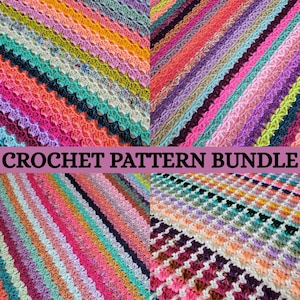 CROCHET PATTERN BUNDLE - 4 cml Blanket Favorites, Crochet Blanket,Crochet Afghan,Crochet Throw,Home Decor, Crochet Tutorial,Instant Download