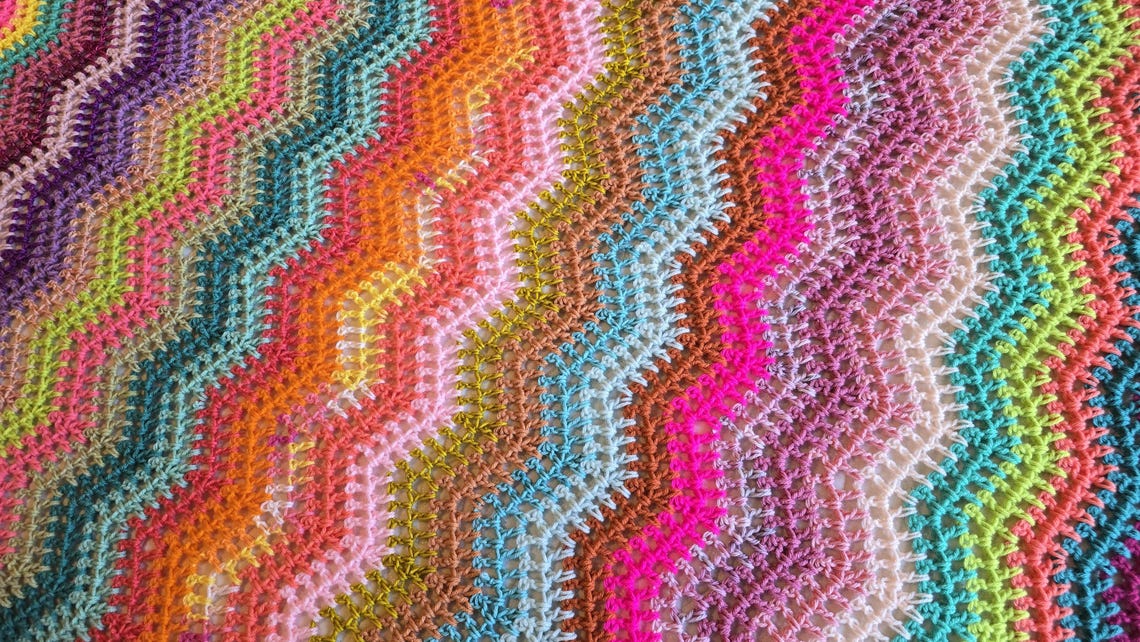 Citrus Splash Crochet Afghan Handmade Afghans, Crocheted Afghans, Crocheted Blankets,Crochet Afghans,Crochet Blankets,Throws,Colorful,Cute image 1