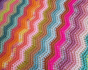 HANDMADE BLANKET - Citrus Splash Crochet Afghan - Handmade Afghans, Crocheted Afghans, Crocheted Blankets,Crochet Afghans,Crochet Blankets