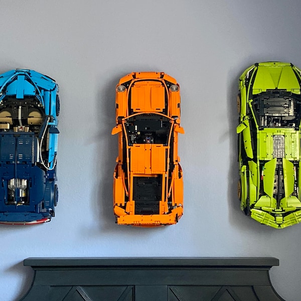 Stealth Wall Display Bracket for Technic Cars Lamborghini Sian Bugatti Porsche 3D Printed mount holder