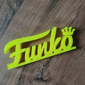 Funko 3D printed logo display for pop figures.