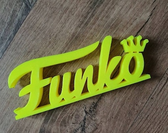 Funko 3D printed logo display for pop figures.