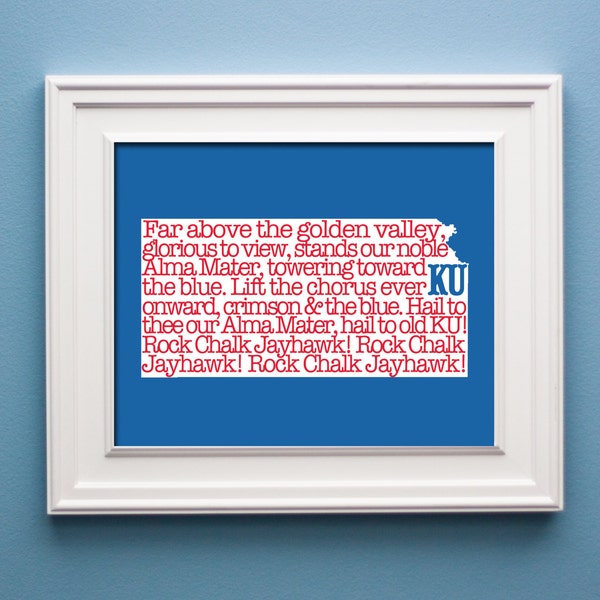 Kansas - Rock Chalk Jayhawk - State Print