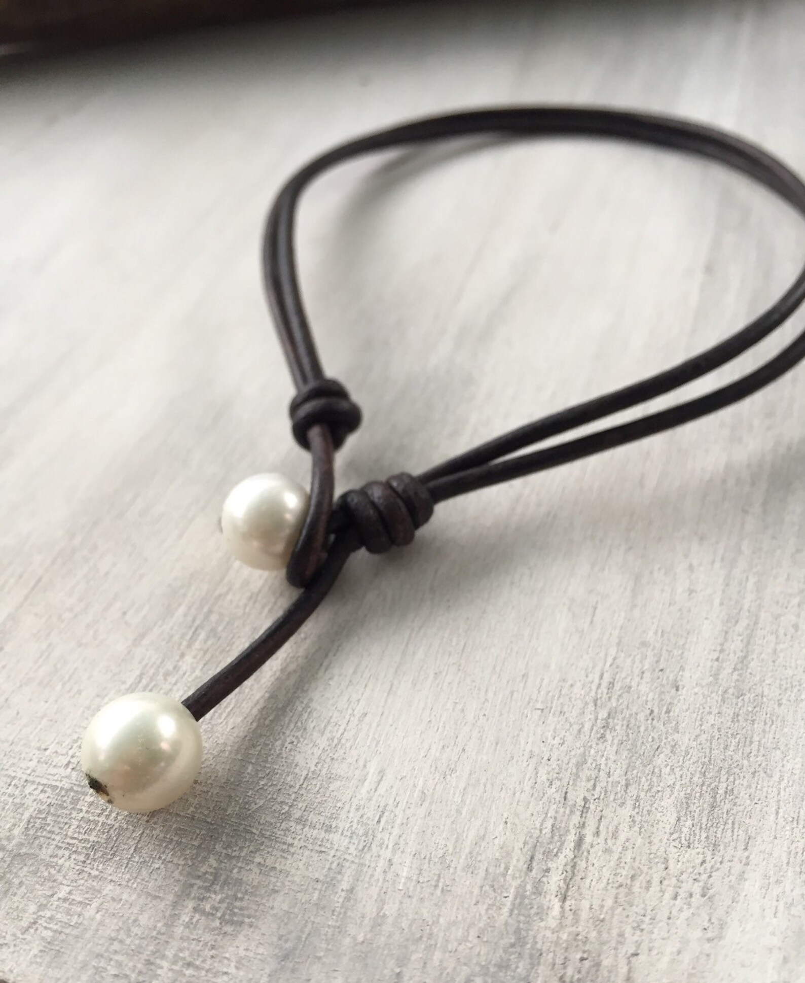 Leather Pearl Ankle Bracelet Ankle Bracelet Leather Ankle Etsy