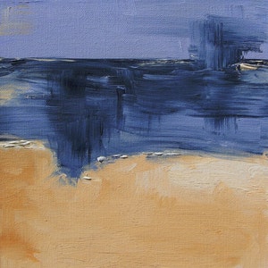 Beach Art, blue coastal seascape original painting on canvas, beach abstract coastal