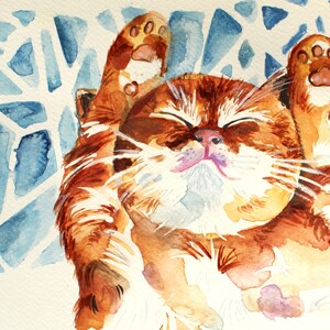 Cat watercolor painting, orange tabby kitten original watercolor art, nursery decor, cat lovers gift, animal wall decor, animal portrait