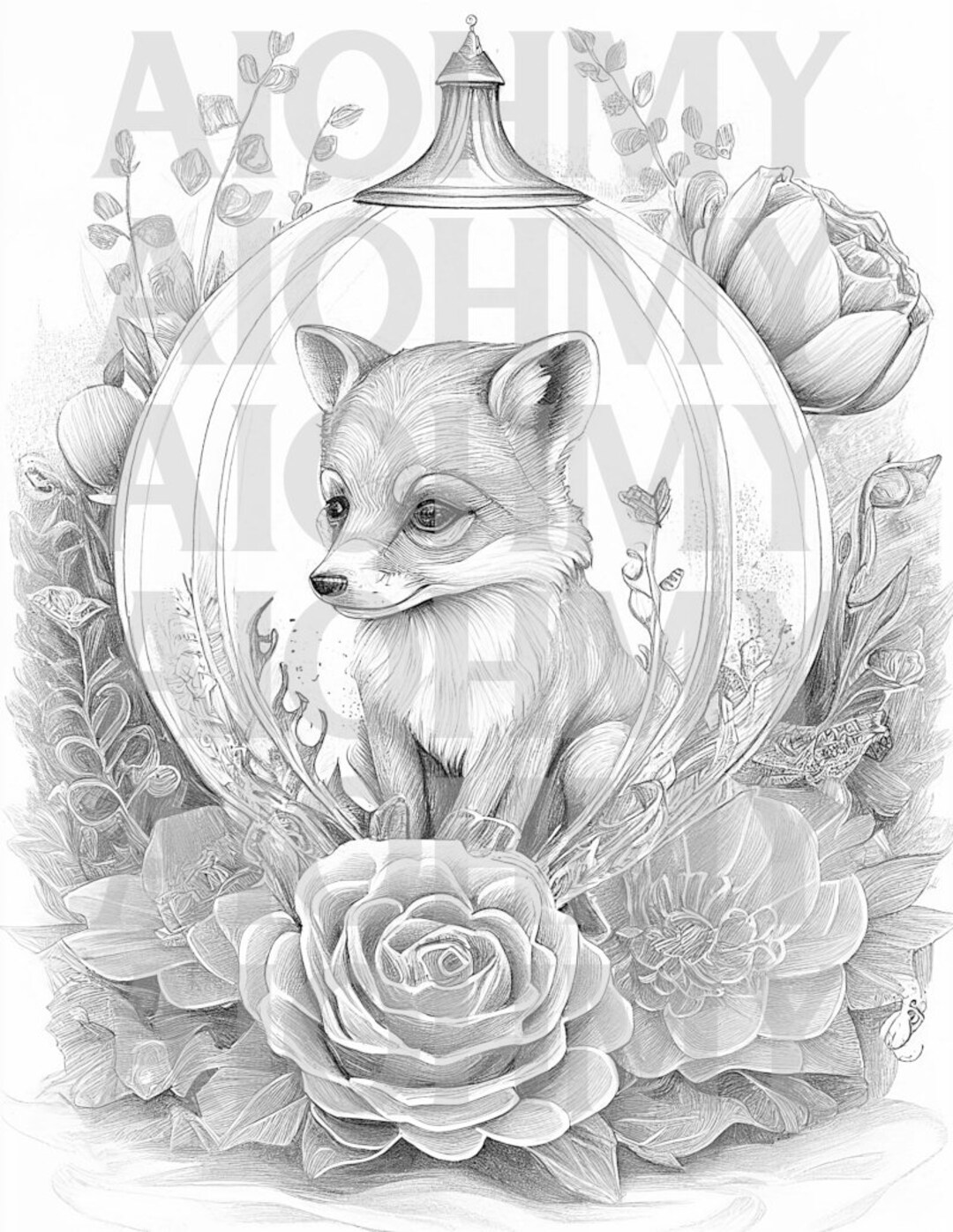 Fox Coloring Page Printable Adult Coloring Page Book Instant Download ...