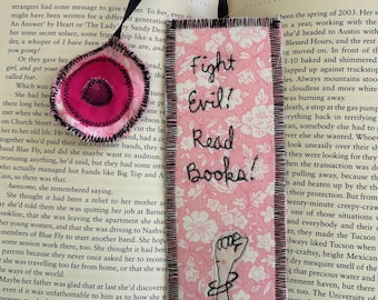 Handmade Bookmark- Defeat Evil, Embrace Books!