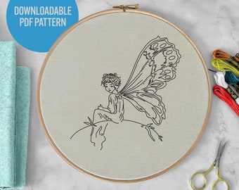 PDF Hand Embroidery Pattern – Enchanting Fairy Illustration, Instant Download