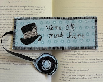 Handmade Fabric Bookmark Mad Hatter Design Alice in Wonderland Inspired