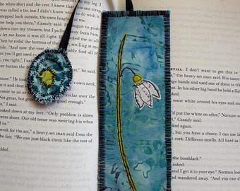 Handmade Snowdrop Flower Fabric Bookmark