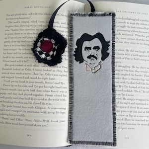 Edgar Allan Poe Fabric Bookmark: Handmade Bookworm Gift