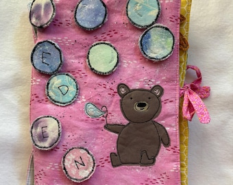 Custom Toddler Busy Book Quilted Fabric Activity Book