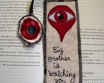 Fabric Bookmark – George Orwell 1984 Inspired, Big Brother Eye Design