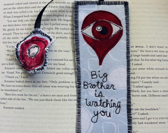 Fabric Bookmark – George Orwell 1984 Inspired, Big Brother Eye Design