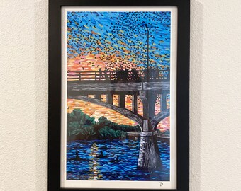 Framed Art Print "Bats of South Congress" (11x17)