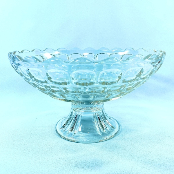 Colonial Yorktown Pedestal Bowl by Federal Glass, large salad or fruit center piece bowl