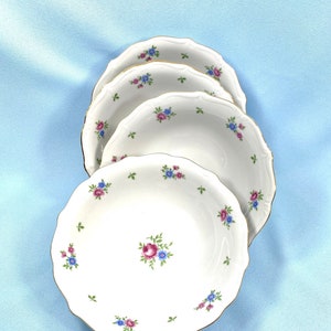 Set of 4 Soup or salad bowls, Rambler by Forest, Bavaria Germany, floral with roses, gold trim
