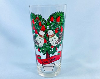 2nd Day replacement glass, Twelve Days of Christmas Drinking Glass, Day 2 for 12 Days glasses, two turtle doves