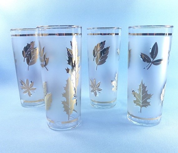 Mid Century Libbey Frosted Tom Collins Glasses- Set of 4