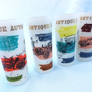 Tumblers Set of 4 FOUR Antique Cars Frosted Glasses Tom - Etsy