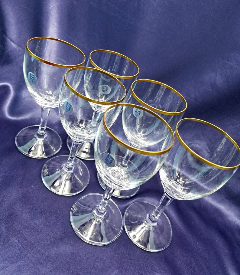 ZWIESEL water goblets set of 6 stemmed glasses Neckar Gold Etsy