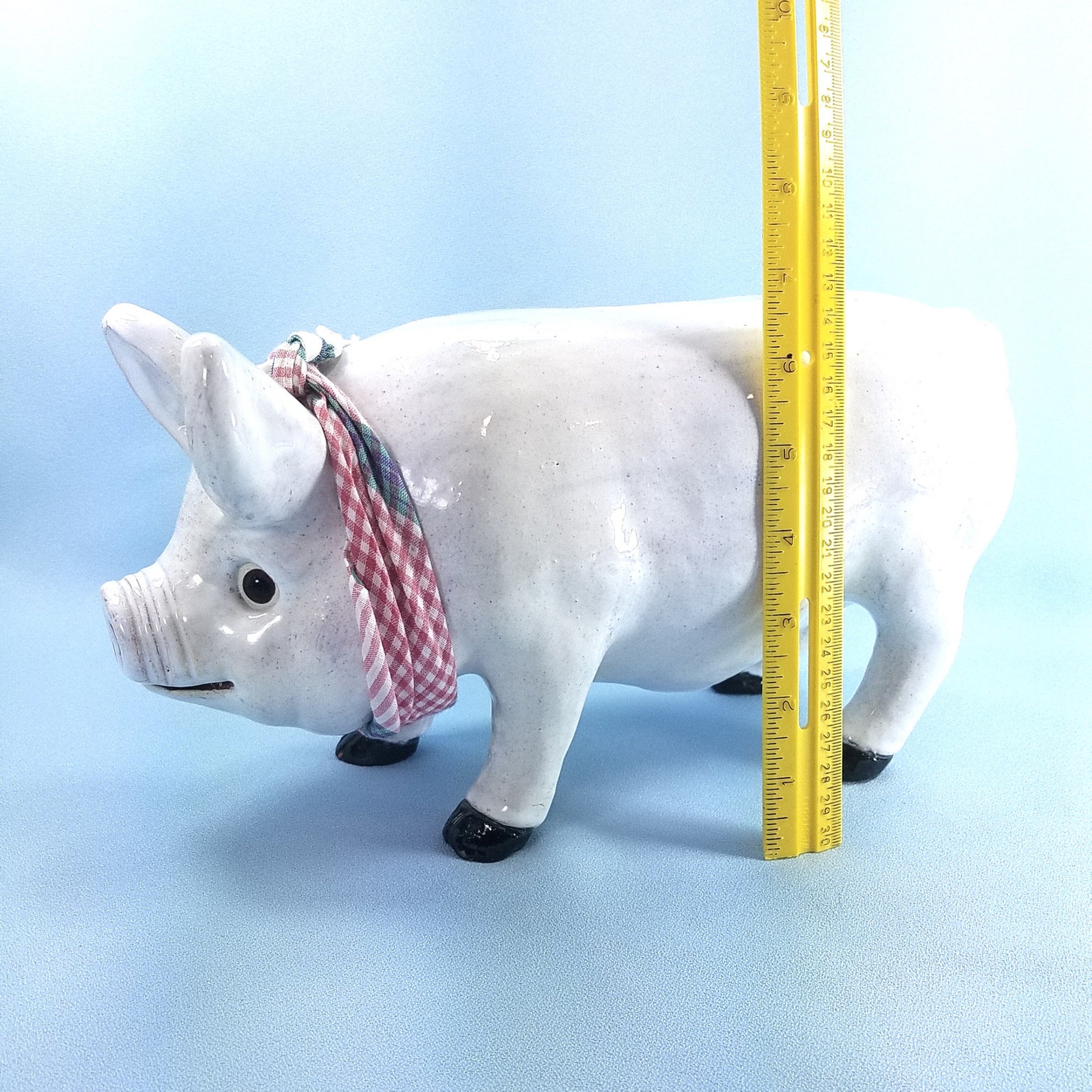 Kitchen pig home decor white clay pig cute farm animal Etsy