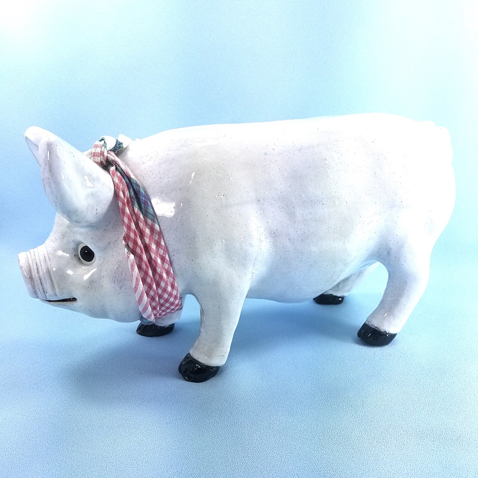 Kitchen pig home decor white clay pig cute farm animal Etsy