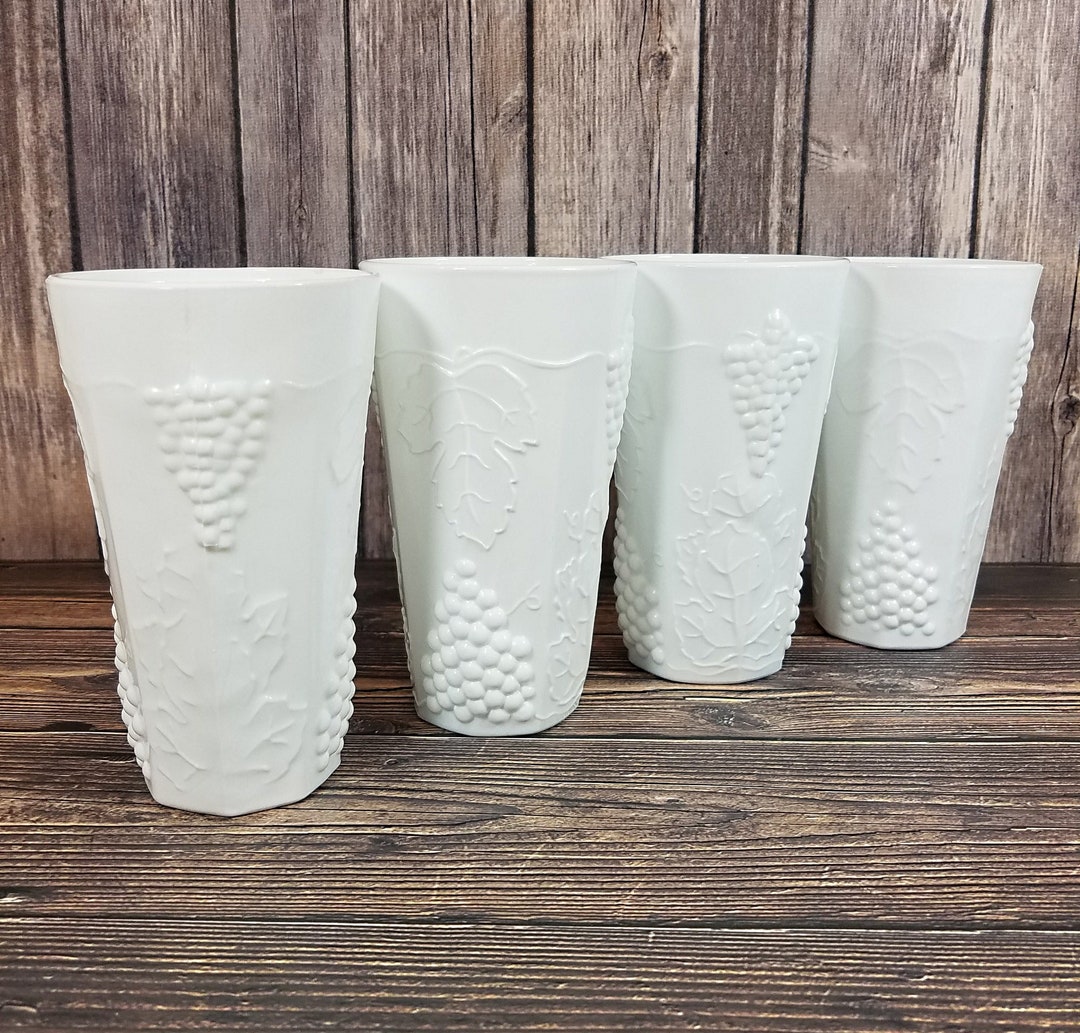 Milk Glass Drinking Glasses Set of 4 Colony Harvest Design Etsy