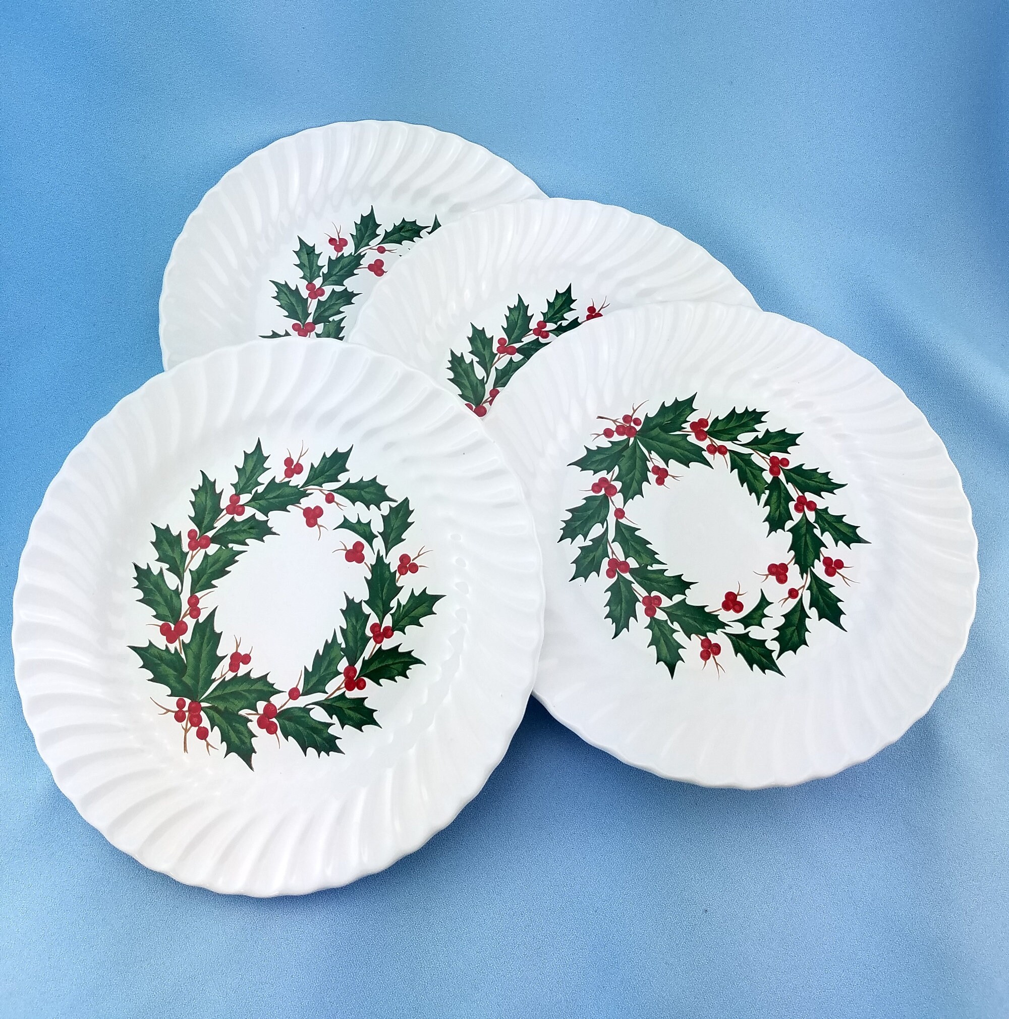 red and white christmas dishes