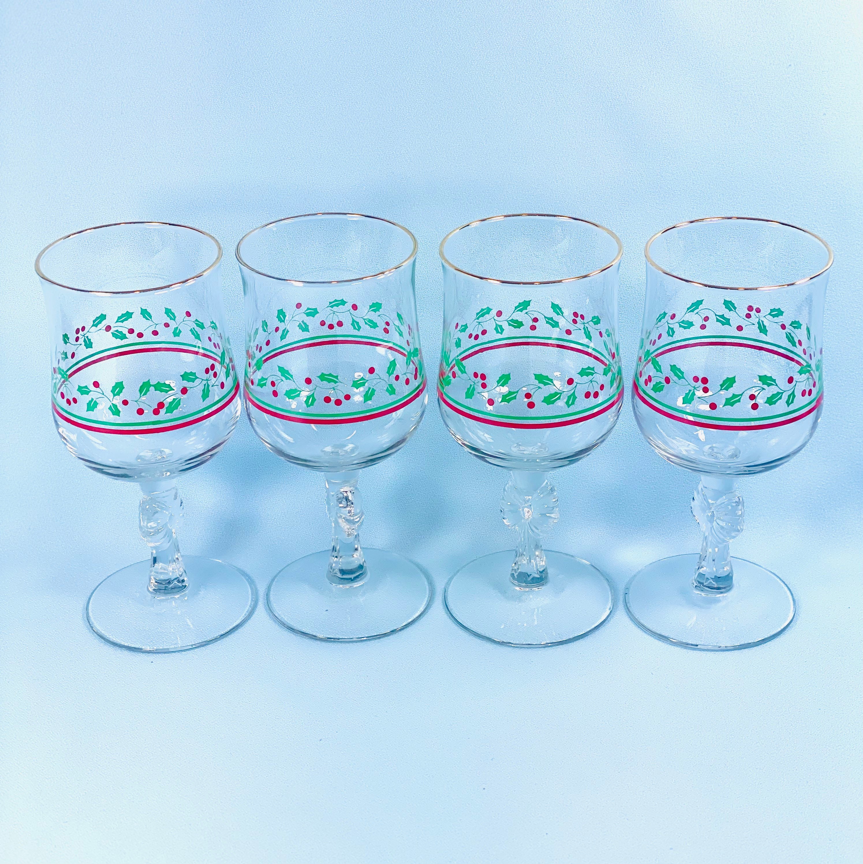 Mistletoe with Red Bows Hand-painted Glassware – Glorious Goblets