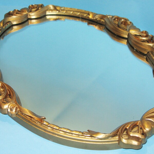 Oval mirror, wall mirror, gold mirror, hearts and ribbons mirror, home decor