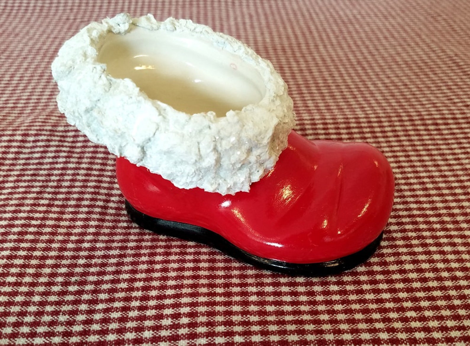 Santa Boot Ceramic Red and White Christmas Decor | Etsy