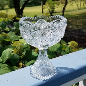 Compote, Footed Open Jam/Jelly, pattern 91 Clear star and cane by IMPERIAL GLASS-OHIO, gift