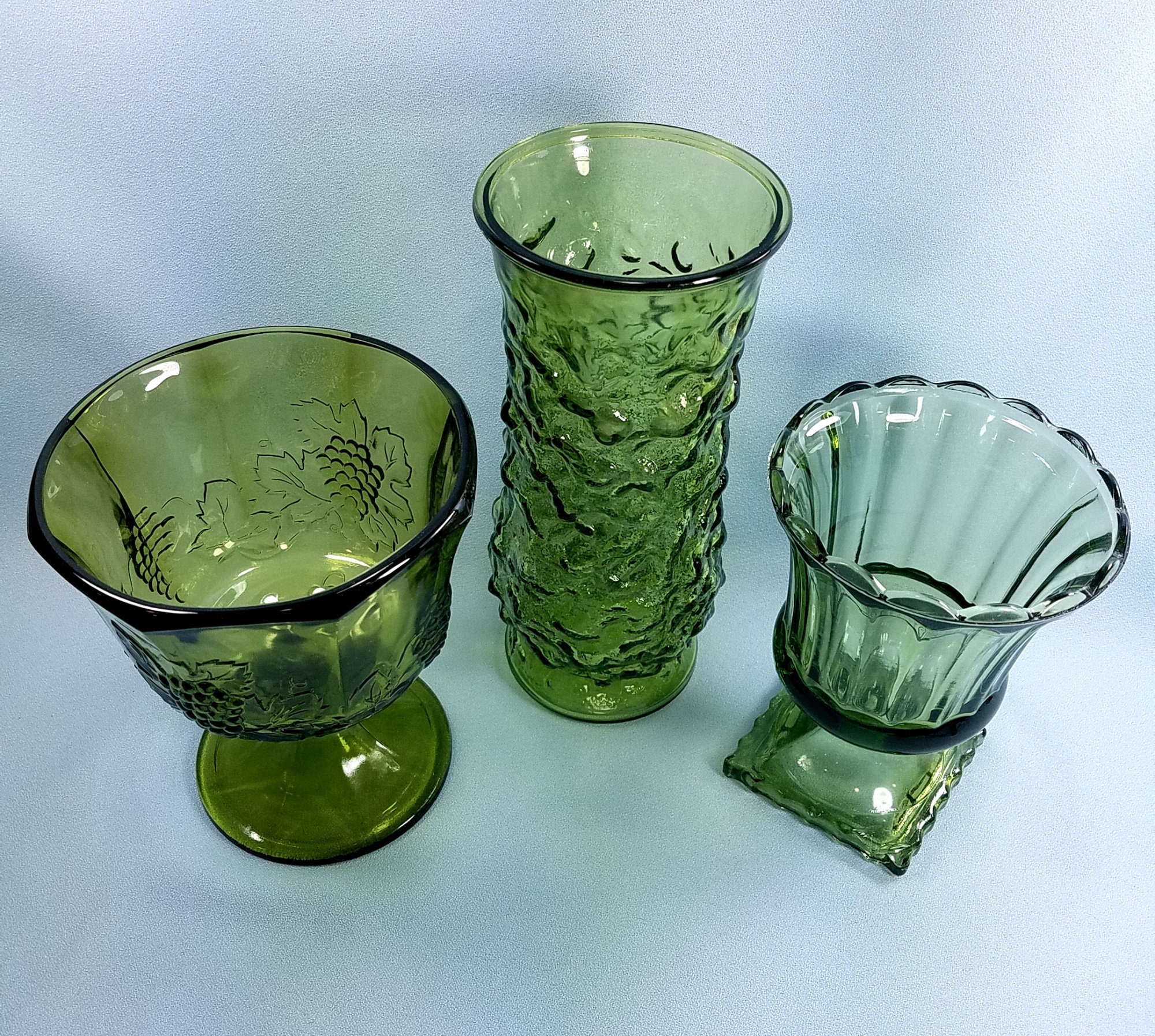 Set of three green vases wedding / Spring decorations Brody Etsy
