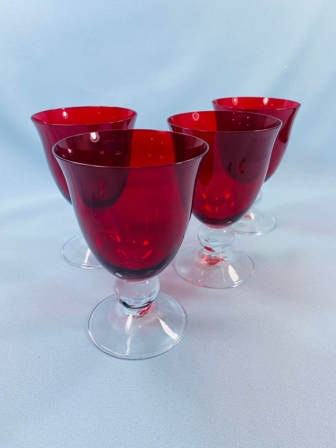 Red Water Goblets, Set of 4 Holiday Gems Ruby by LENOX, Valentine's Day