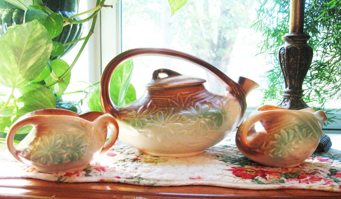 Vintage Mccoy Daisy Teapot Sugar and Creamer Mccoy Tea Set Etsy