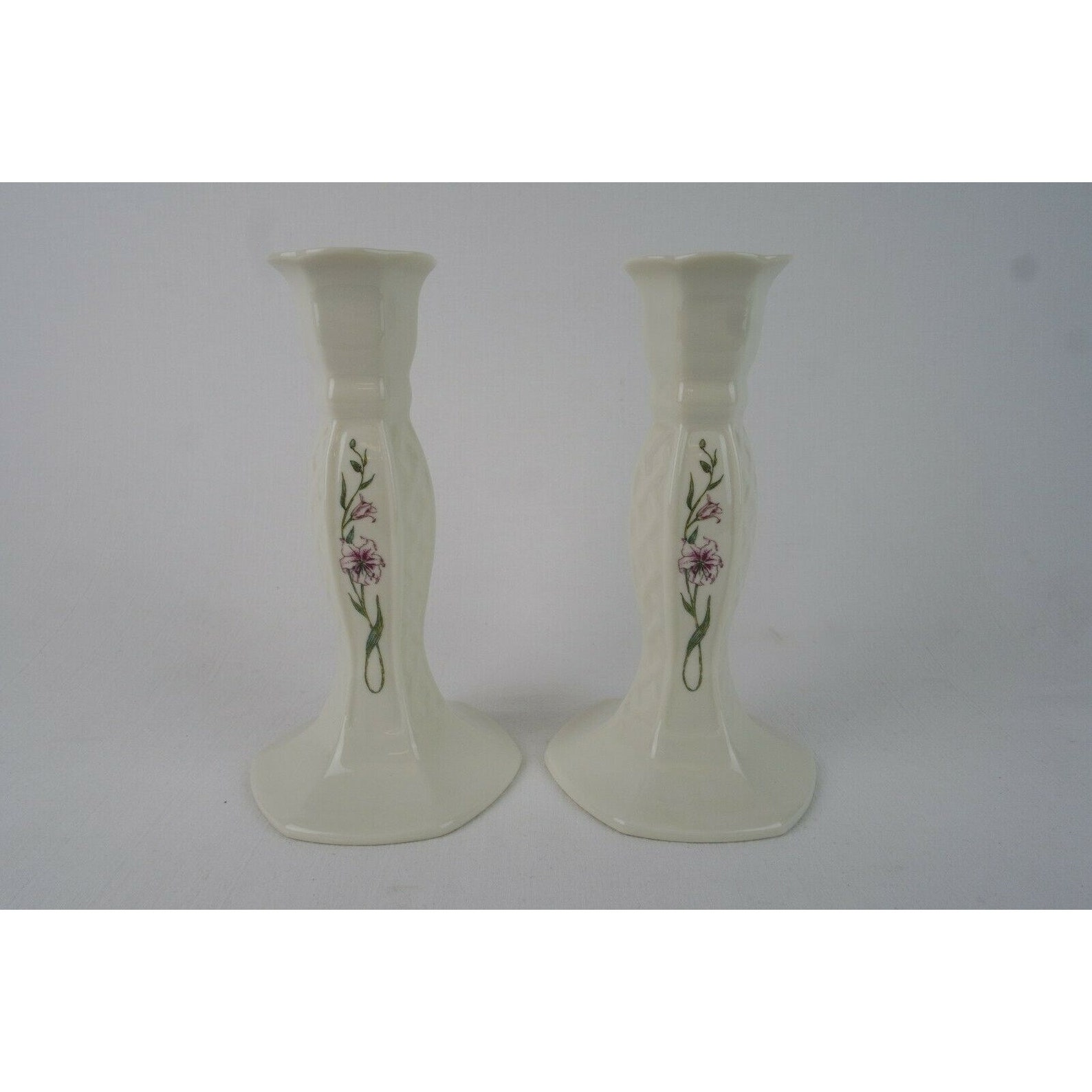 EUC VTG Pair of Belleek Trellis Candle Holder Millennium Etsy