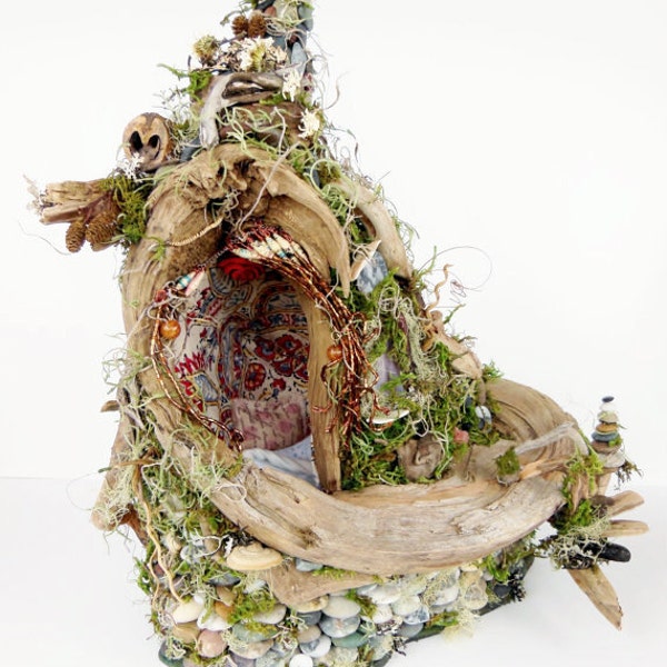 Fae Fairy House, Home, Natural Dwelling, Mixed media art sculpture