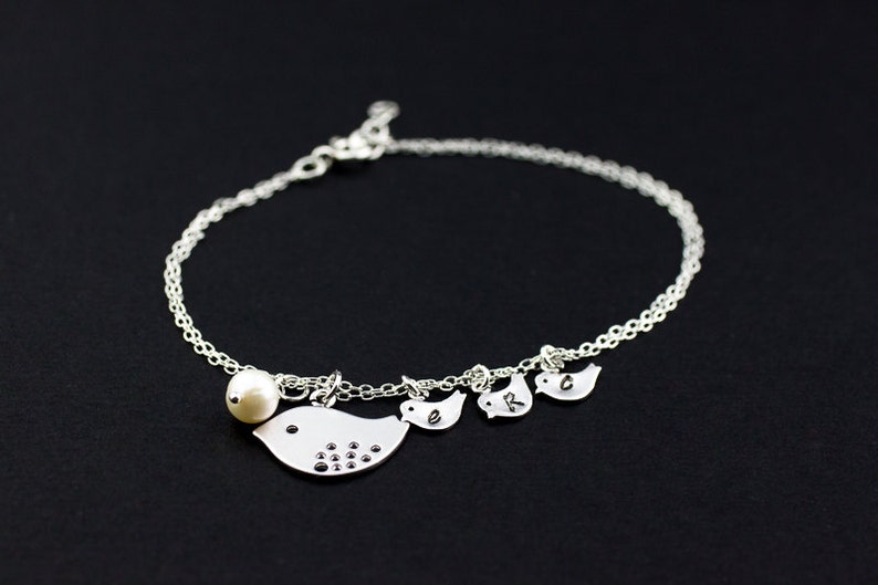Personalized Bracelet .sterling Silver Initial Bracelet . Mom Etsy