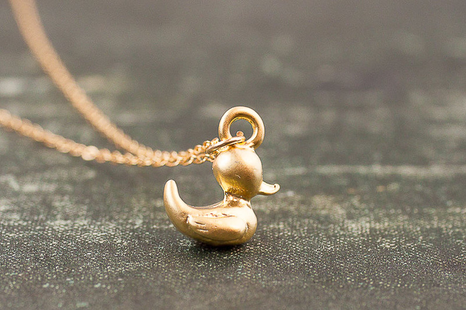 Gold duck necklace gold filled rubber ducky. tiny small Etsy