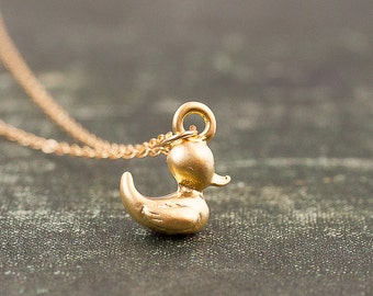 Gold Duck Necklace Gold Filled Rubber 