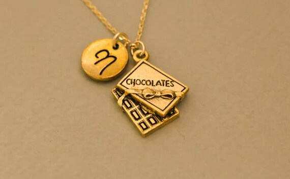 Gold Chocolate Box Necklace Box Of Chocolates Necklace Etsy
