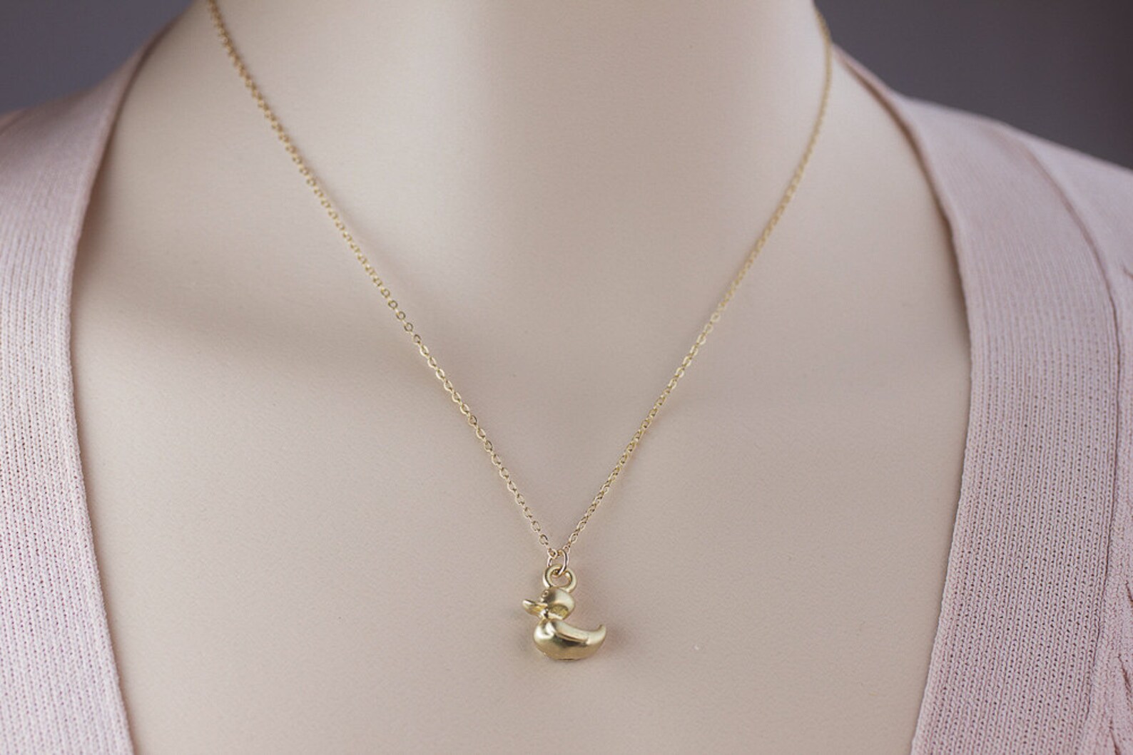 Gold duck necklace gold filled rubber ducky. tiny small Etsy