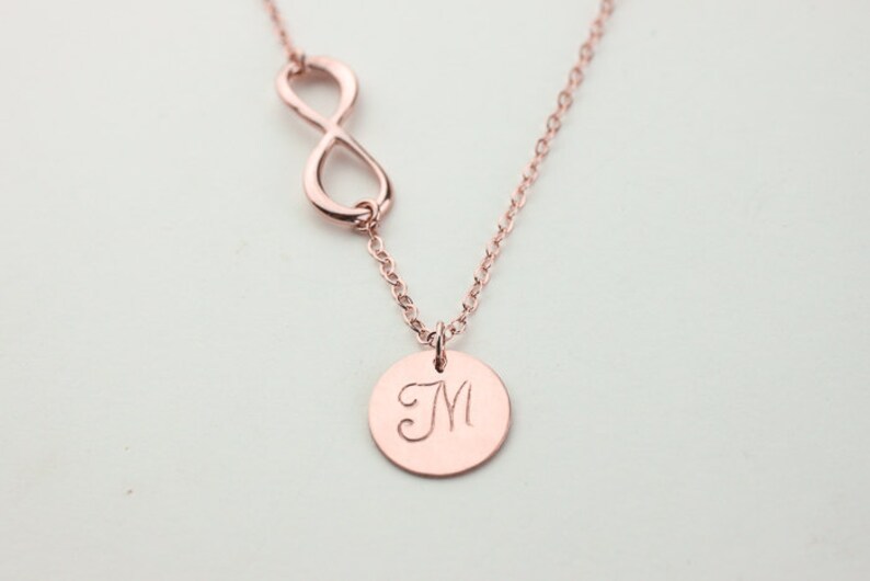 Infinity Necklace . Personalized Rose Gold Filled Charm Etsy