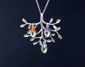 Family Tree Necklace .Personalized Family Tree of Life Necklace  Christmas. Gift. STERLING SILVER Tree.  gift for mom,children,sister.