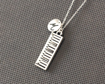 Electronic keyboard Necklace. Initial Piano keys charm necklace. Personalized Jewelry. gift for friend sister mom her