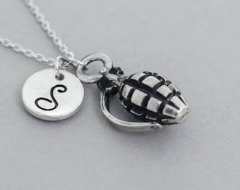 Silver Grenade necklace - hand grenade fashion jewelry - Silver Necklace - sterling silver necklace